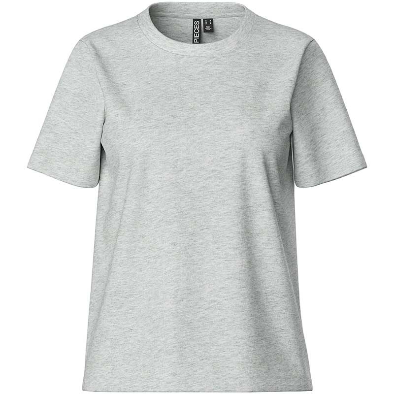 Pieces PCRia SS Solid Tee Noos Light Grey Melange - J BY J Fashion