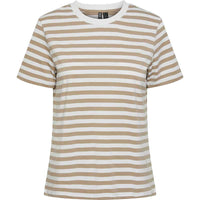 Pieces PCRia SS Tee Stripes Noos Silver Mink - J BY J Fashion