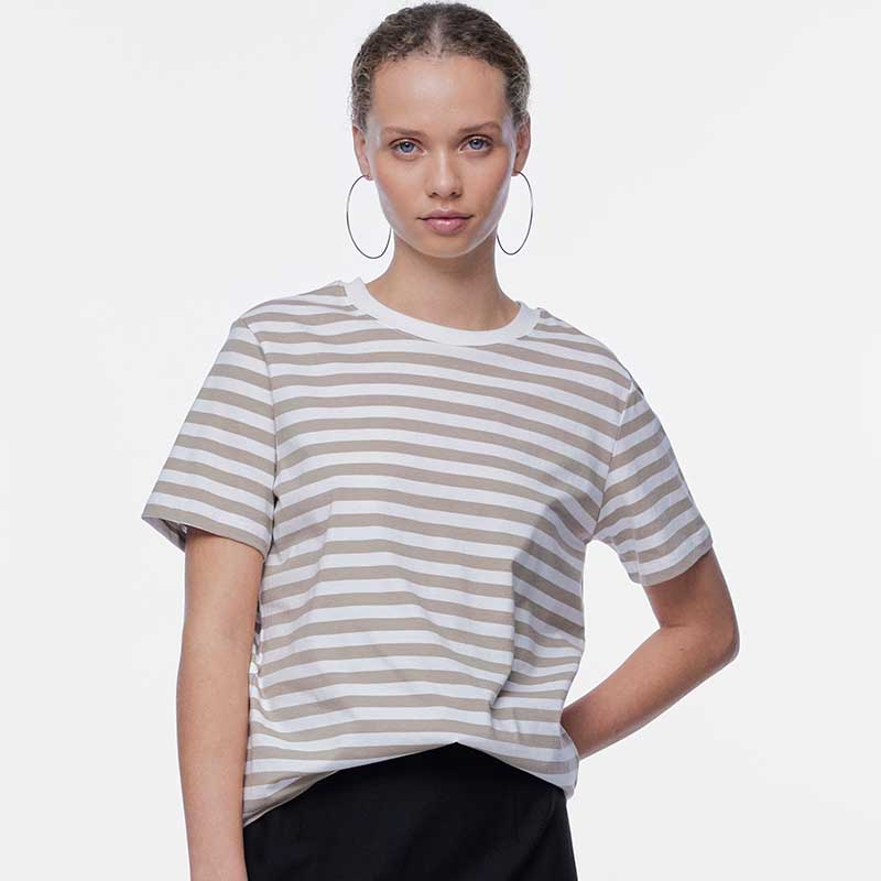 Pieces PCRia SS Tee Stripes Noos Silver Mink - J BY J Fashion