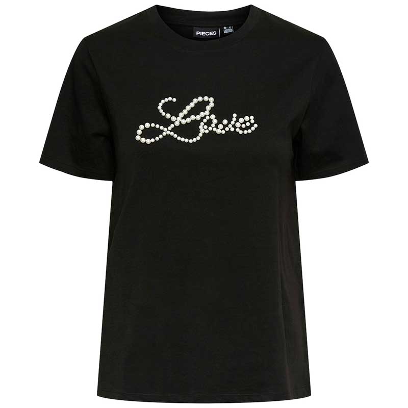 Pieces PCRine SS Printed T-Shirt Black - J BY J Fashion