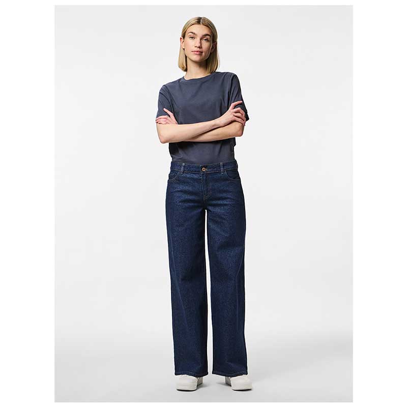 Pieces PCSelma LW Wide Jeans Rinse Noos Dark Blue Denim Rinse