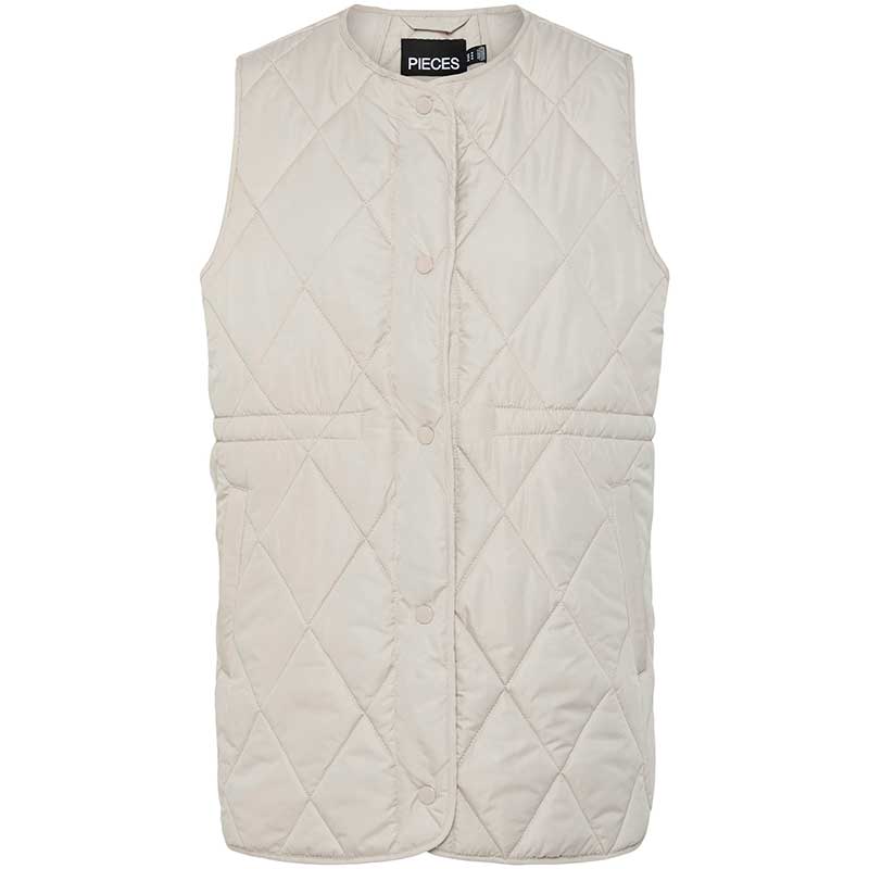 Pieces PCStella Quilted Vest Noos Silver Gray - J BY J Fashion