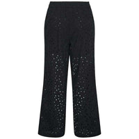 Pieces PCWendy MW Broderie Angalise Pant D2D Sort - J BY J Fashion