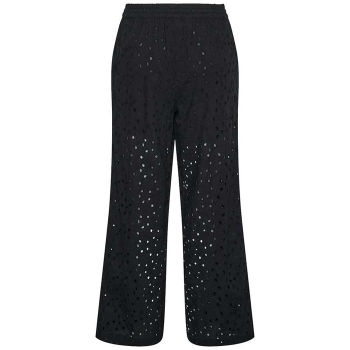 Pieces PCWendy MW Broderie Angalise Pant D2D Sort - J BY J Fashion