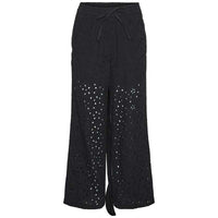 Pieces PCWendy MW Broderie Angalise Pant D2D Sort - J BY J Fashion