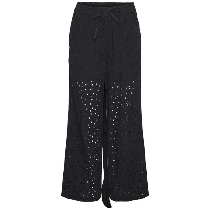 Pieces PCWendy MW Broderie Angalise Pant D2D Sort - J BY J Fashion