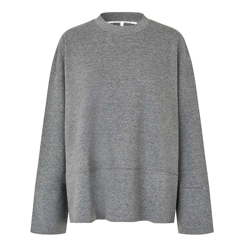 Second Female Abadell Sweat O-Neck Dark Grey Melange - J BY J Fashion