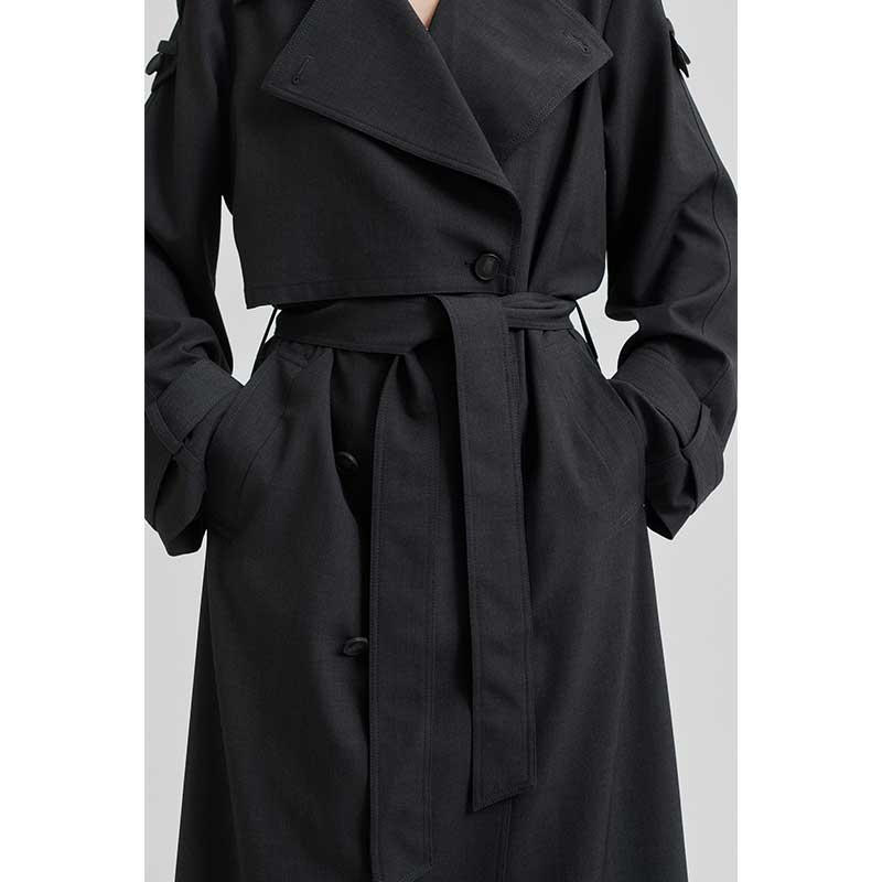 Second Female Zoe Trenchcoat Dark Grey Melange